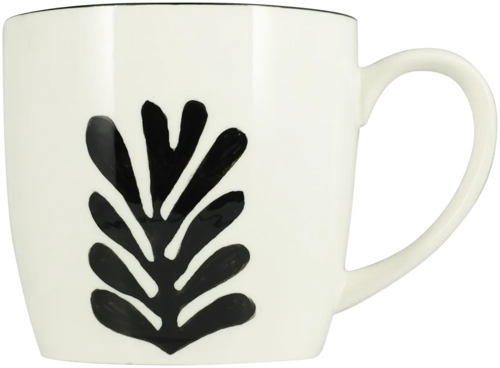 Tasse Blatt schwarz/weiss 300ml