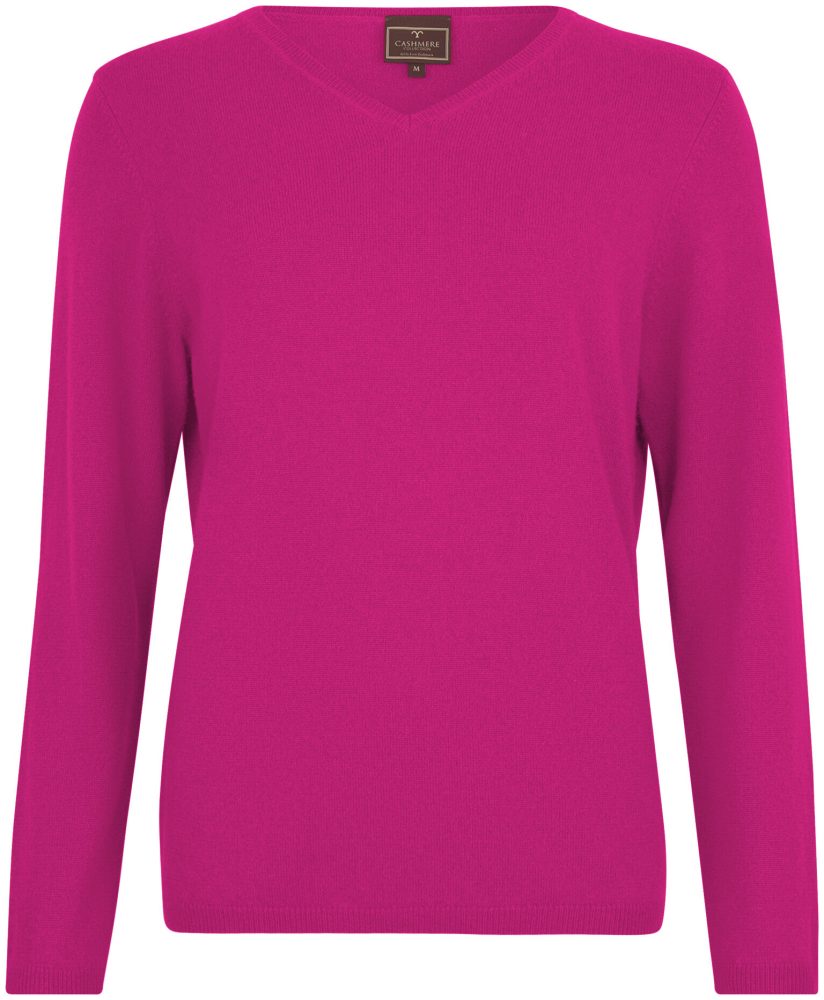 Cashmere Damen Pullover V-Ausschnitt rosa M