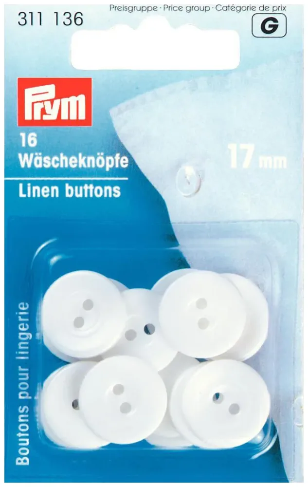 Prym Wäscheknopf weiss 17 mm 16 Stk.