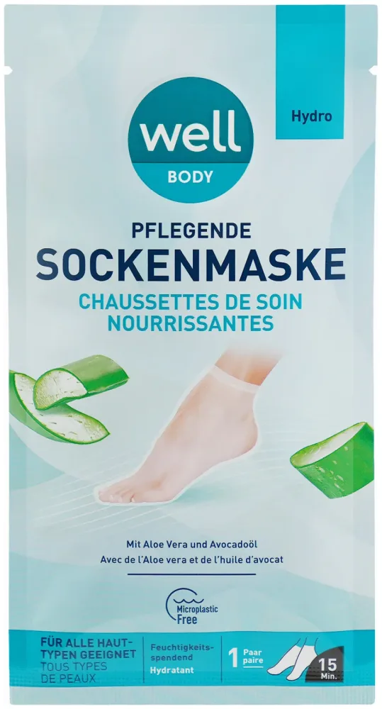 well Body pflegende Sockenmaske Aloe Vera + Avocadoöl 1 Paar