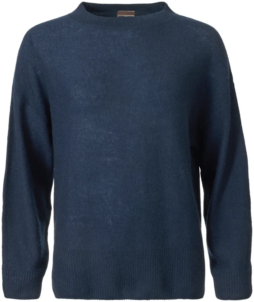 Cashmere Damen Pullover Rundhals navy XL