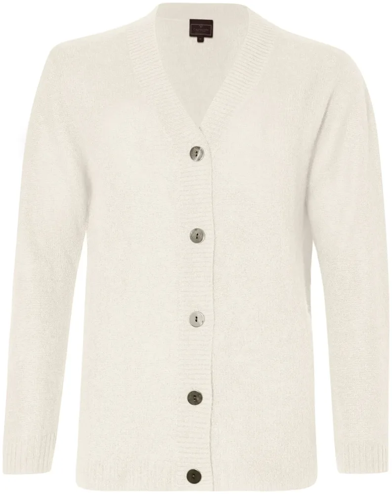 Cashmere Damen Cardigan Rundhals ecru S