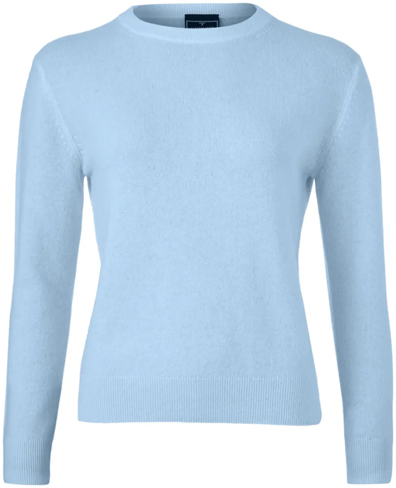 Cashmere Damen Pullover Rundhals light blue L