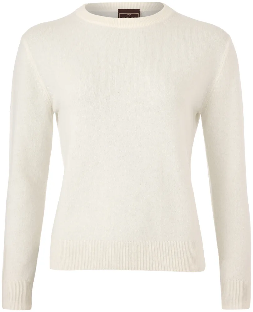 Cashmere Damen Pullover Rundhals ecru M