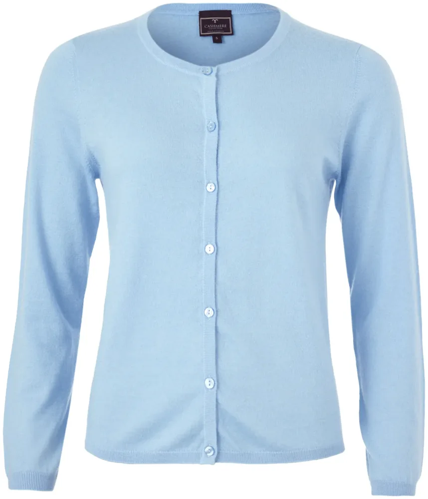 Cashmere Damen Cardigan Rundhals light blue