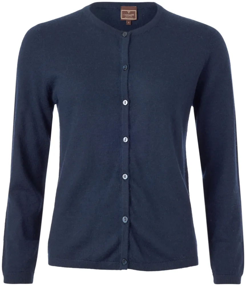 Cashmere Damen Cardigan Rundhals navy M