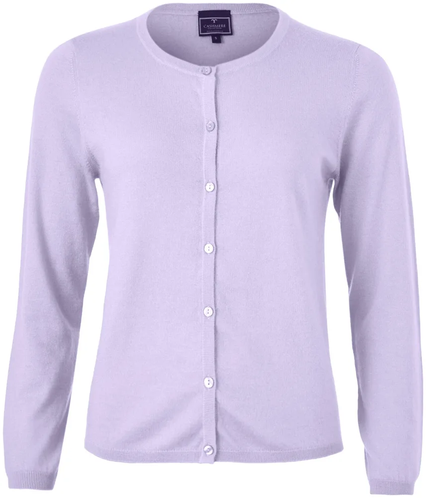 Cashmere Damen Cardigan Rundhals violet L