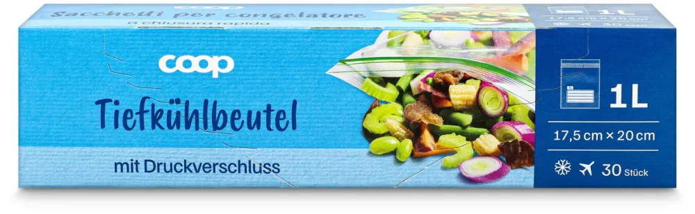 Coop Tiefkühlbeutel mit Druckverschluss 1L 30 Stück