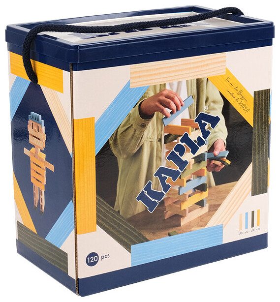 Kapla-Baukasten 120 Stück hellblau gelb & grün 2+ Jahre