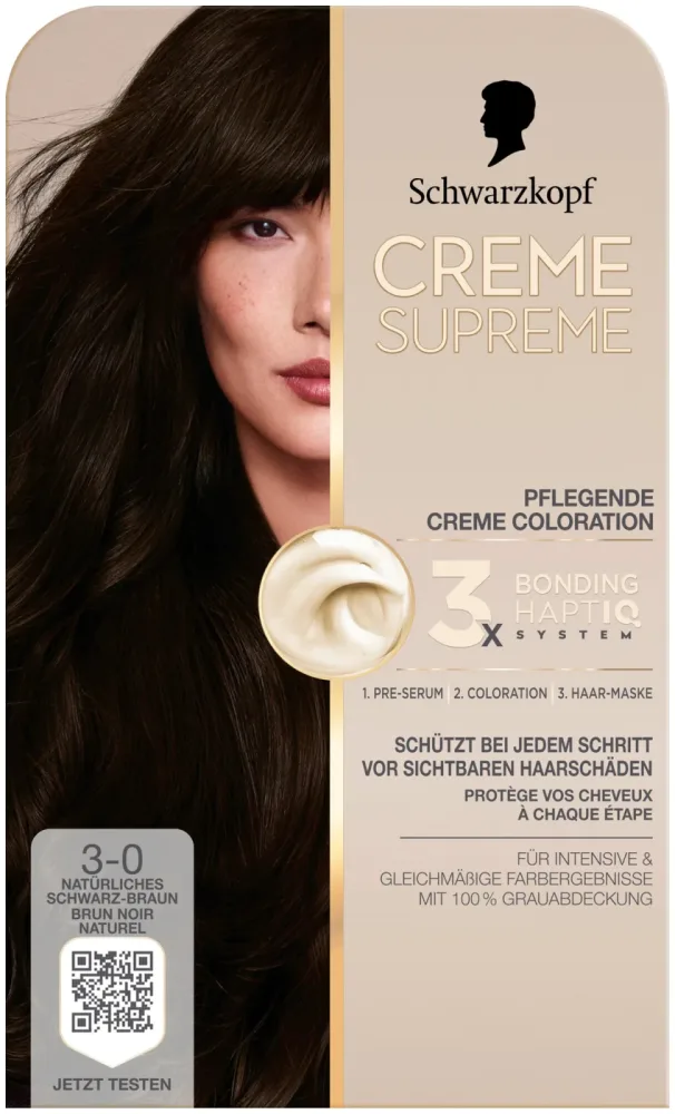 Schwarzkopf Creme Supreme Coloration 3-0 Natürliches Schwarz-Braun