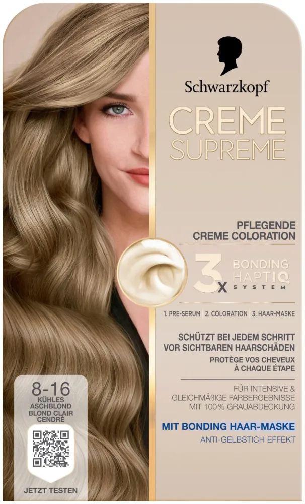 Schwarzkopf Creme Supreme Coloration 8-16 Kühles Aschblond