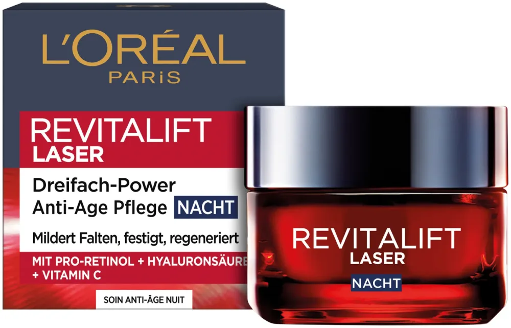 L'Oréal Paris RevitaLift Laser X3 Dreifach-Power Anti-Age Pflege Nacht, 50ml