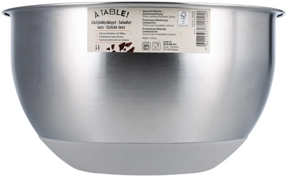 À Table! Edelstahlschüssel 5l 24cm