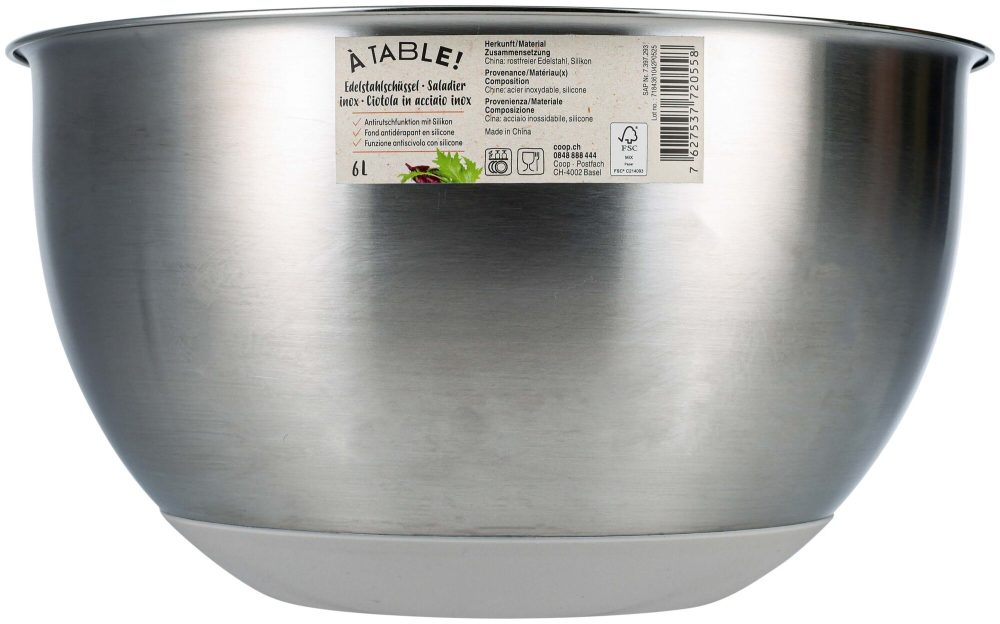 À Table! Edelstahlschüssel 6l 26cm