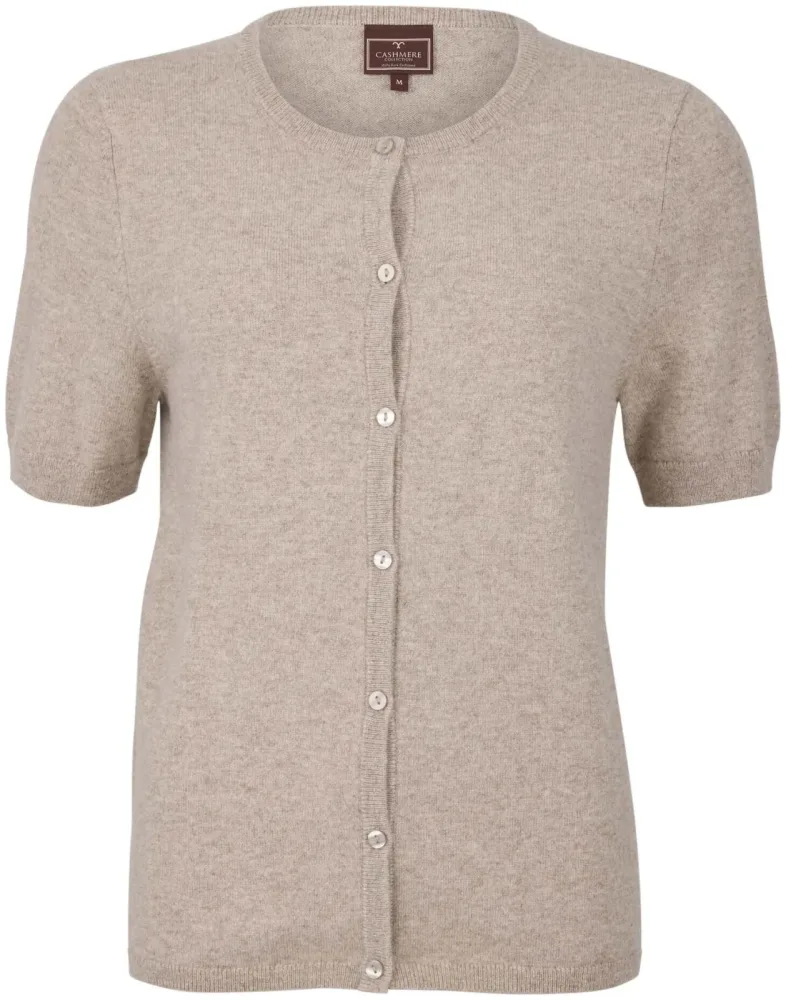 Cashmere Cardigan kurzarm hellbraun L