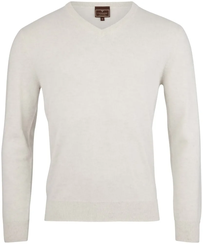 Cashmere Herren V-Ausschnitt Pullover offwhite S