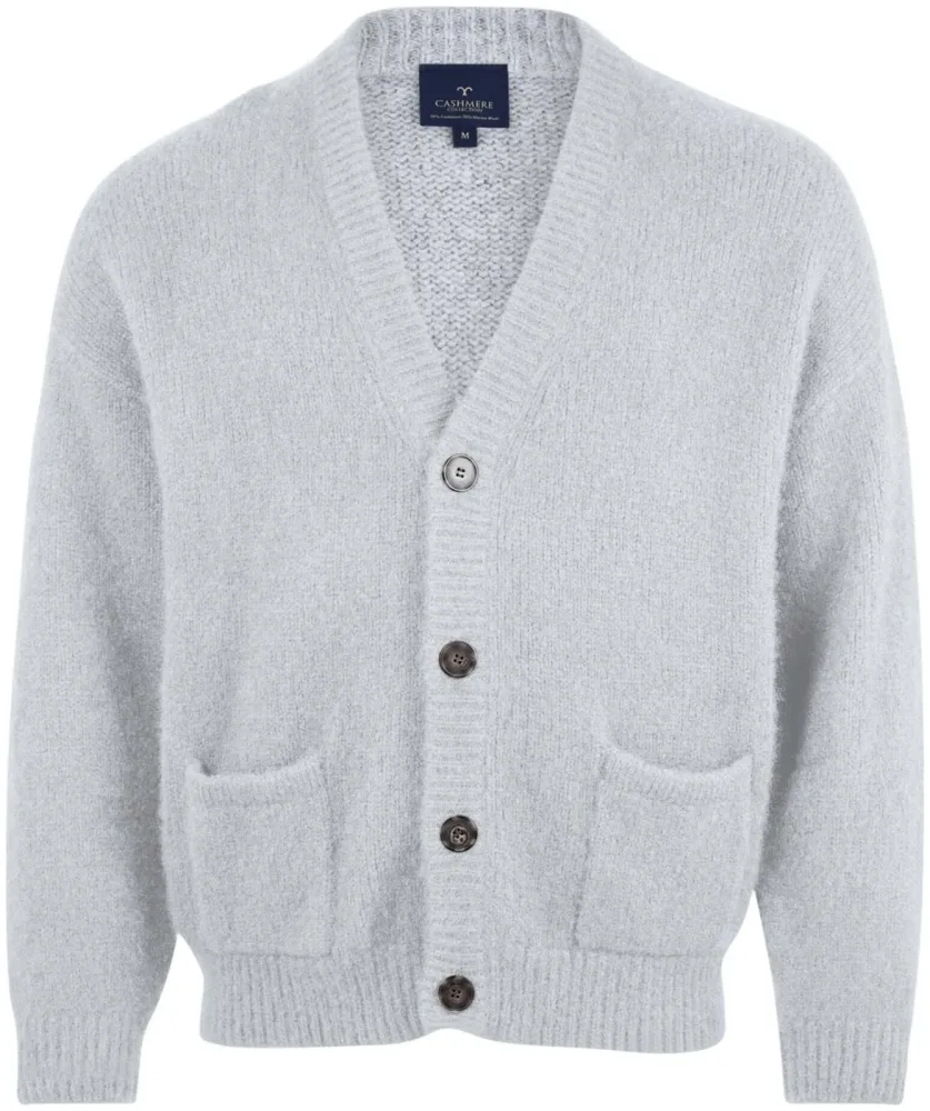 Cashmere Herren Cardigan hellgrauXL
