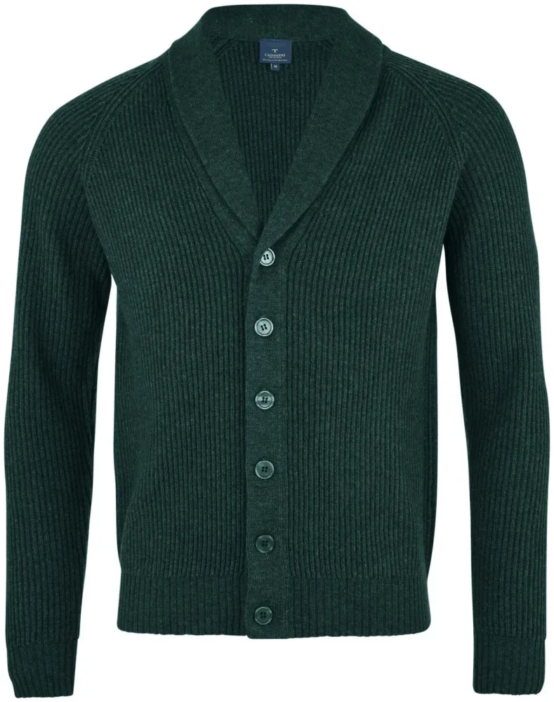 Cashmere Herren Cardigan dunkelgrün L