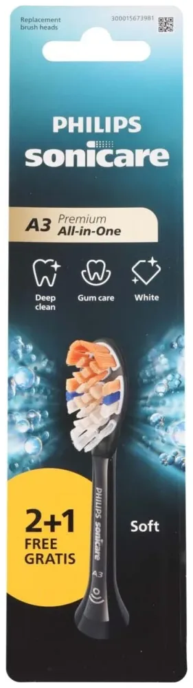 Philips Sonicare Ersatz Aufsteckbürsten Premium All-in-One A3 Hx9093/88 3 Stück