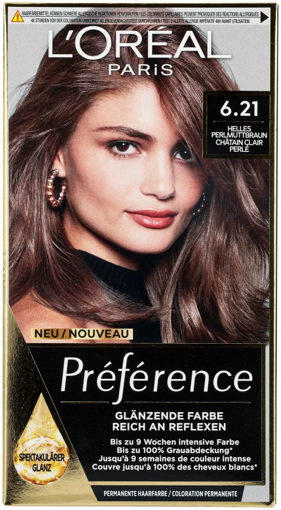 L'Oréal Paris Préférence 6.21 Helles Perlmuttbraun/Châtain clair perlé, 1Stk