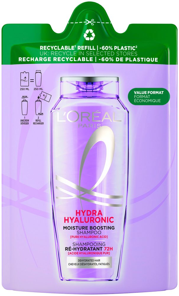 Elsève L'Oréal Paris Hydra [Hyaluronic] 72H Feuchtigkeits-Auffüllendes Shampoo Nachfüllpack, 250ml