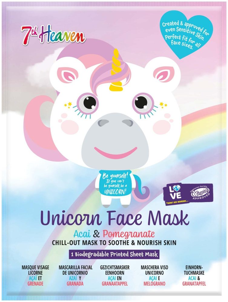 7th Heaven Animal Face Tuchmaske Unicorn Yuzu Fruit & Camu-Camu Beere, 1 Stk.