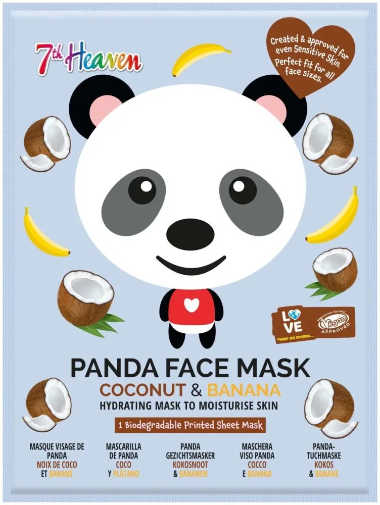 7th Heaven Animal Face Tuchmaske Panda Kokosnuss & Banane, 1 Stk.