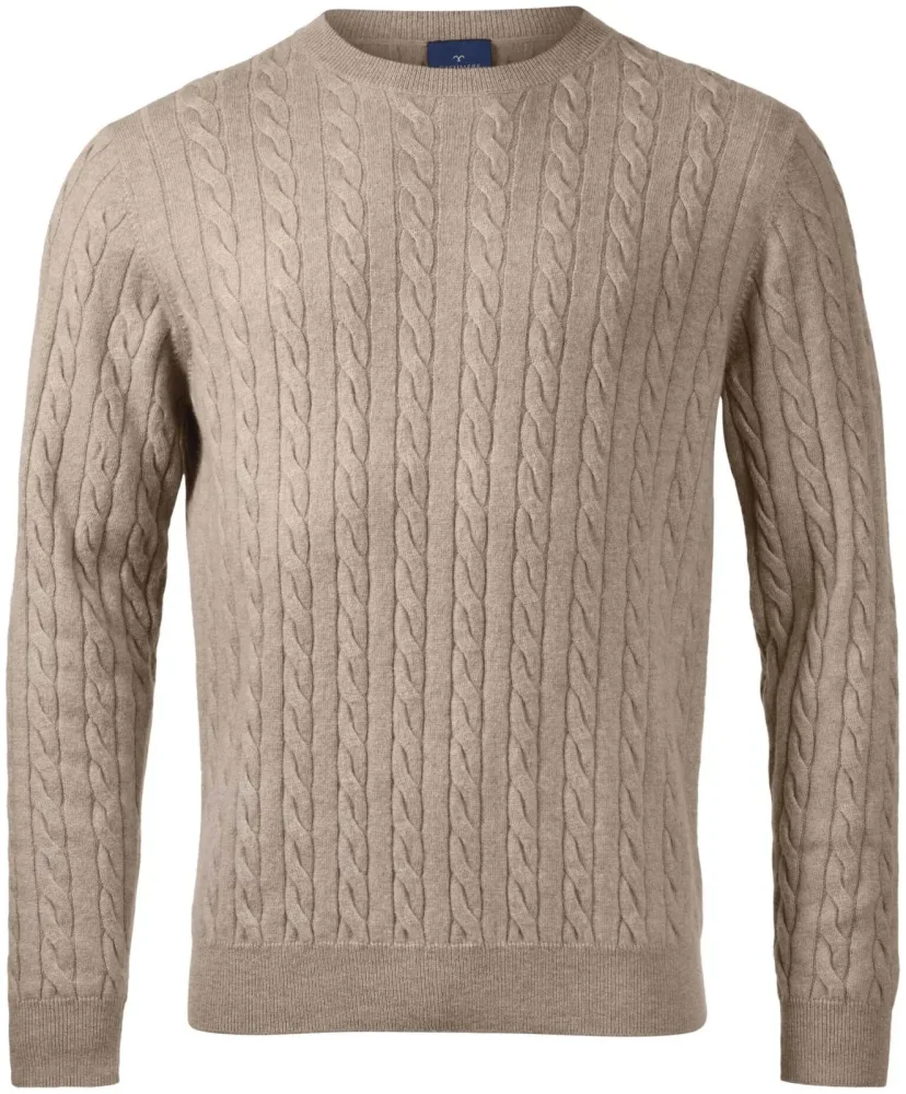 Cashmere Herren Pullover Zopfmuster hellbraun XXL