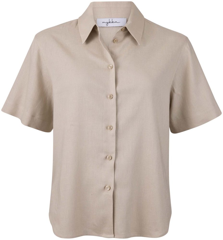 mykka Bluse kurzarm beige XL