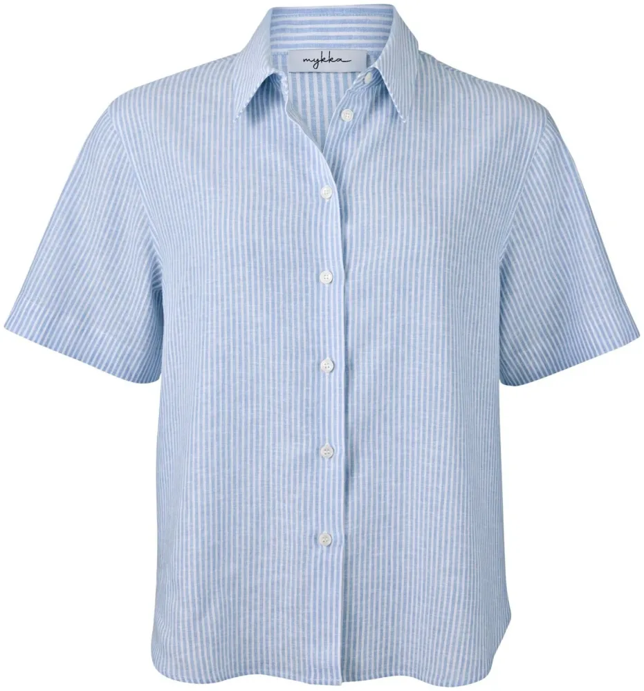 mykka Bluse kurzarm blau-weiss XL
