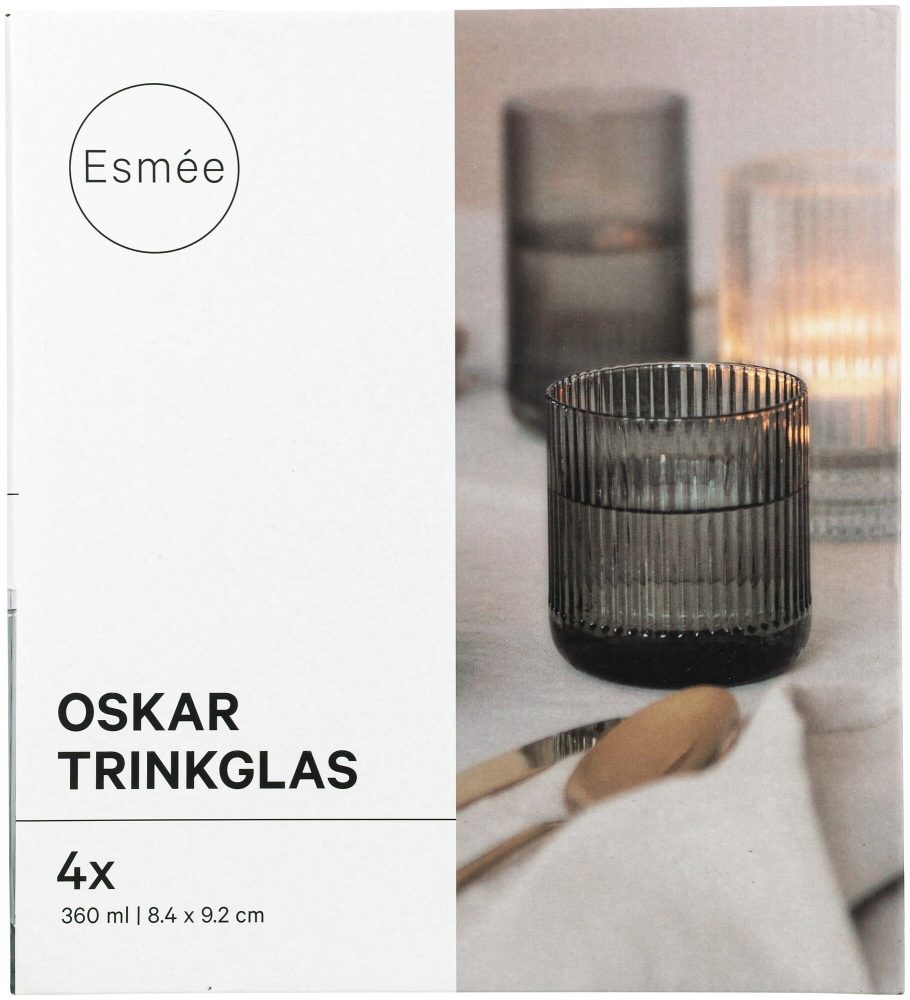 Trinkgläser Oskar grau 360ml 4 Stück