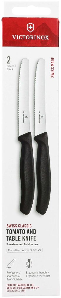 Victorinox Messer mit Wellenschliff 11cm schwarz 2 Stück