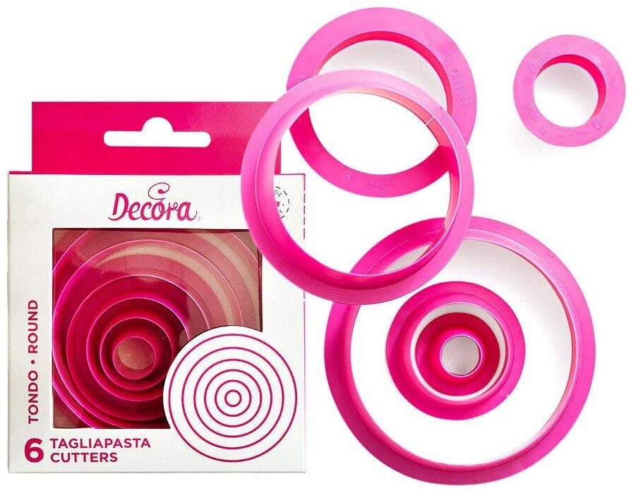 Decora - Ausstecher Set Kreis 6 Stück, Pink
