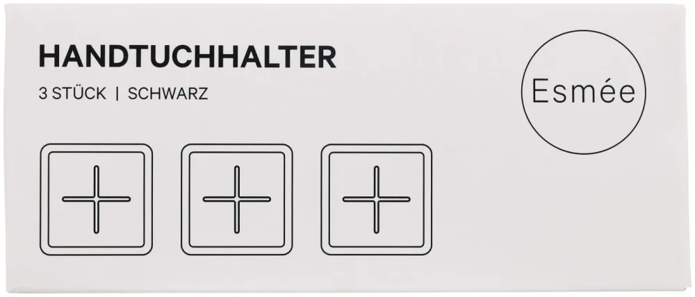 Handtuchhalterung selbstklebend schwarz 3 Stück