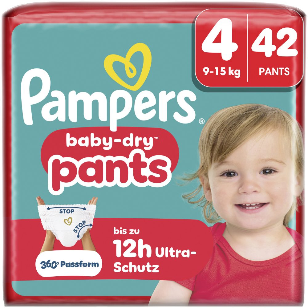 Pampers Baby Dry Pants Windeln Grösse 4 Maxi 9-15kg Sparpack 42 Stück