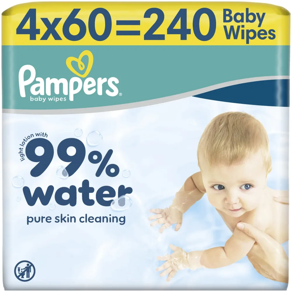 Pampers Feuchttücher 99% Water 4x60 Stück