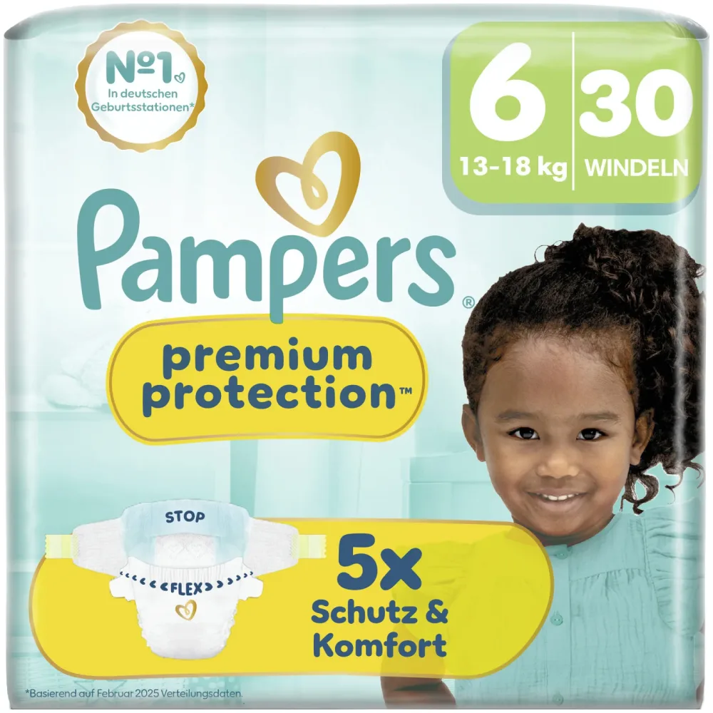 Pampers Premium Protection Windeln Grösse 6 Extra Large 13-18kg 30 Stück