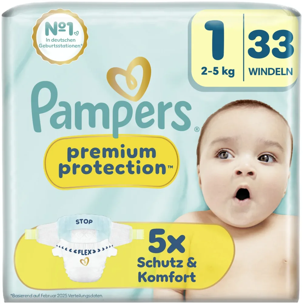 Pampers Premium Protection New Baby Windeln Gr.1 Newborn 2-5kg 33 Stück