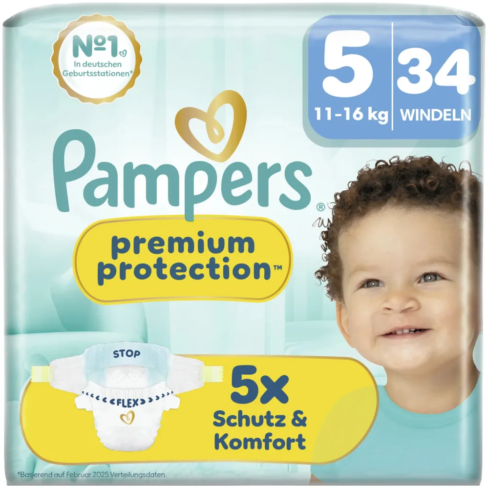 Pampers Premium Protection Windeln Gr.5 Junior 11-16kg 34 Stück
