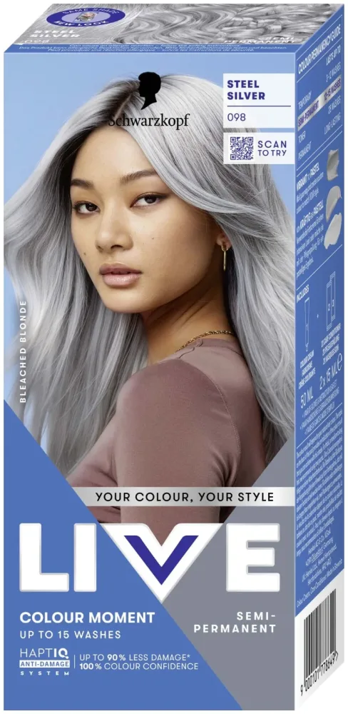 Schwarzkopf Live Colour Moment Haarfarbe 098 Steel Silver