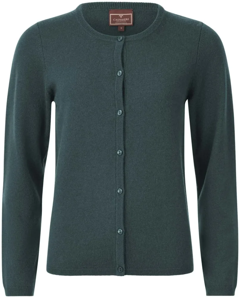 Cashmere Damen Cardigan dunkelgrün XL