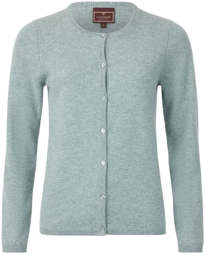 Cashmere Damen Cardigan hellgrün L