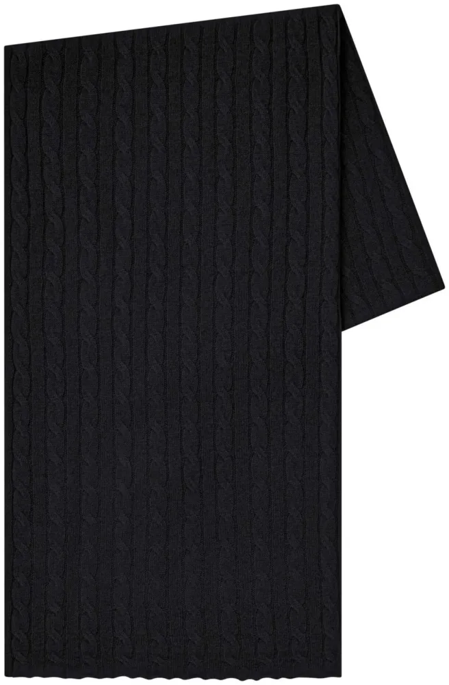 Cashmere Schal schwarz mit Zopfmuster