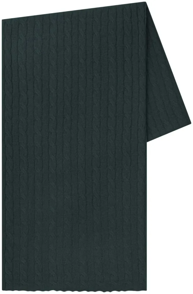 Cashmere Schal dunkelgrün mit Zopfmuster