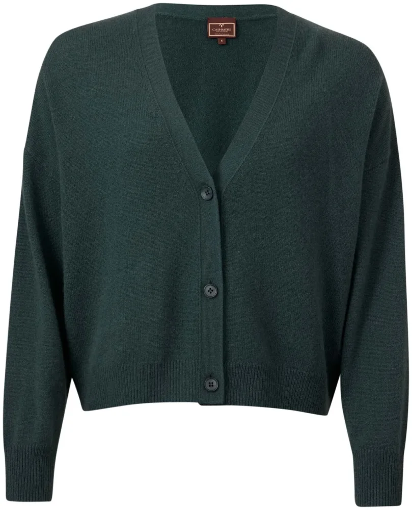 Cashmere Damen Cardigan dunkelgrün L