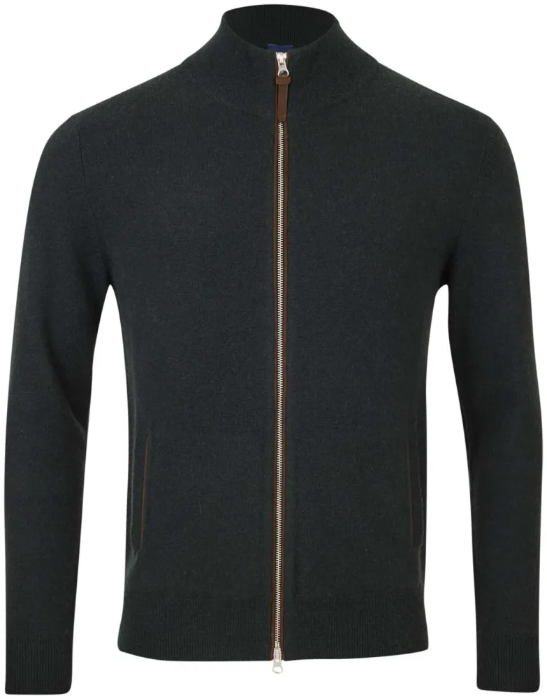 Cashmere Herren Cardigan dunkelgrün XXL