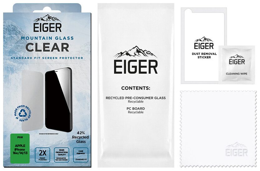 EIGER - Schutzglas für Smartphones, DISPLAY GLAS iPhone 17e/16e14/13, Transparent