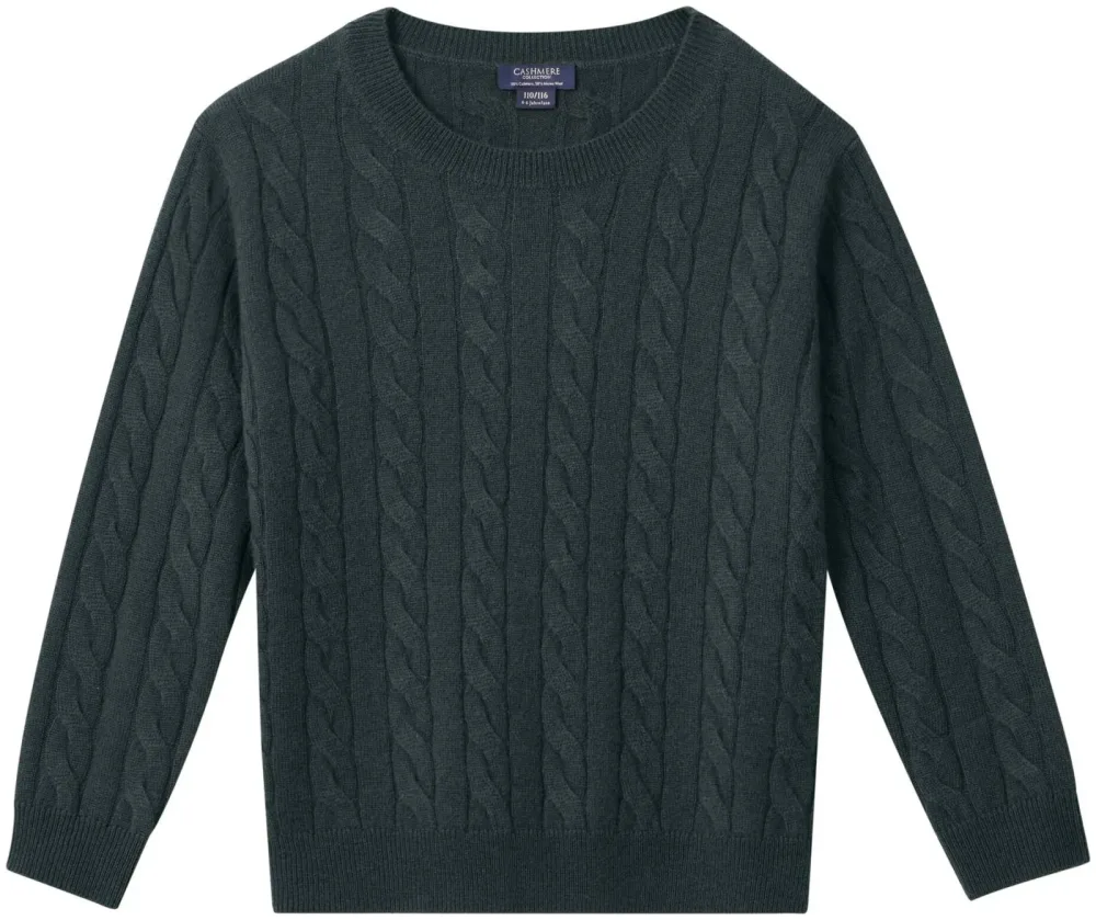 Cashmere Kinder Pullover grün 122/128