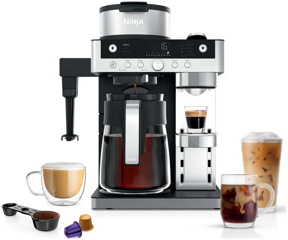 Ninja CFN803CH Prestige DualBrew-System Filter- & Kapselkaffeemaschine – Filterkaffeemaschine – schwarz / silber