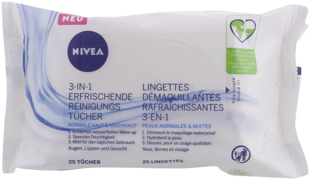 Nivea 3in1 Erfrischende Reinigungstücher 25 Stück